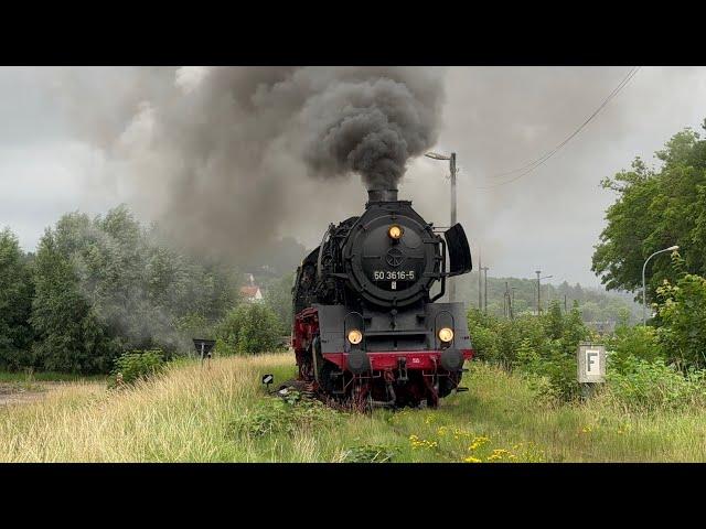 Spektakel mit einem Holzzug in Thüringen. 50 3616 & 107 018!