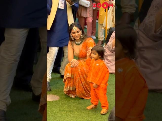 Isha Ambani's son DRAGS her in the front & dances to the beats of Dhol at Anant's wedding festivity