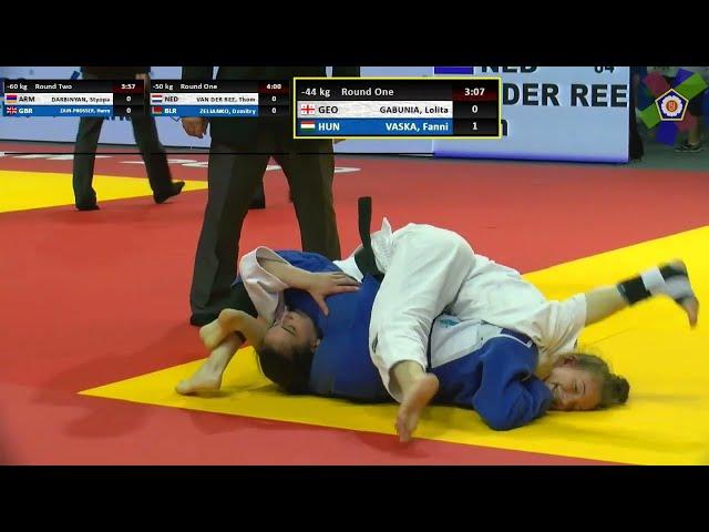 Fanni Vaska of Hungary best Sankaku over Gabunia of Georgia - Women's Judo