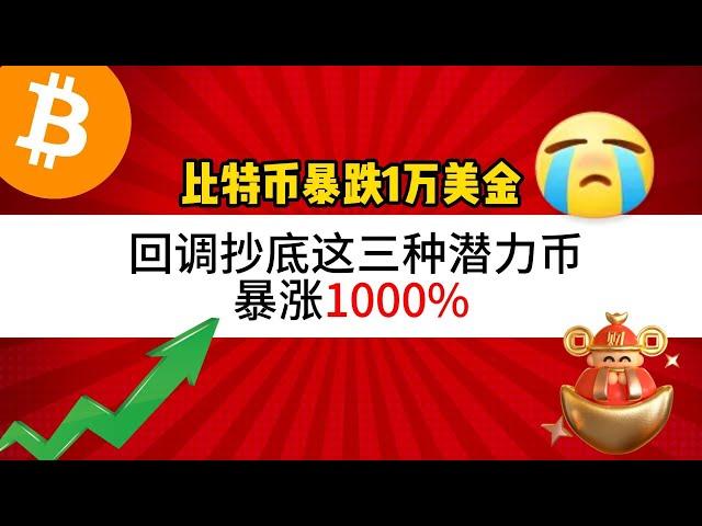 比特币暴跌1万美金，回调抄底这三种潜力币暴涨1000%。