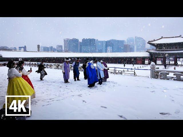 Gyeongbokgung in Snow – Peaceful Winter in Seoul | 4K