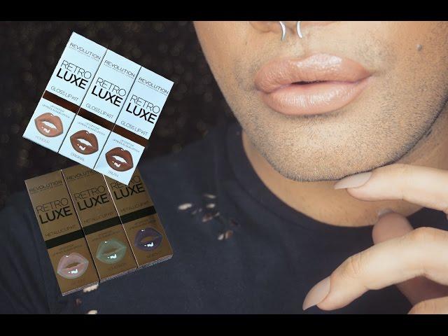 Makeup Revoluton RETROLUXE Metallic and Gloss Lip Kit swatches by CarmiMua!
