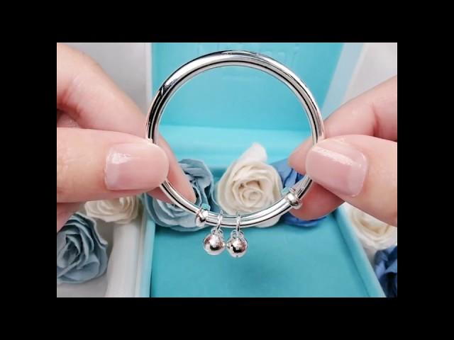 BB 嬰幼兒999 純銀可愛吊珠手鐲手鈪滿月禮物 Silver Baby Bangle