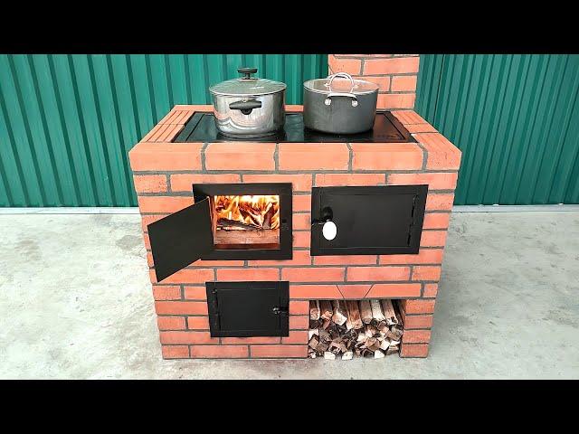 Two-in-one wood stove / Creative ideas from red brick and cement