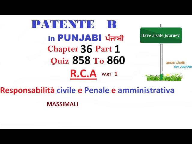 Patente B punjabi  Chapter 36 Part 1| Responsabilità civile, penale e amministrativa.  R.C.A.