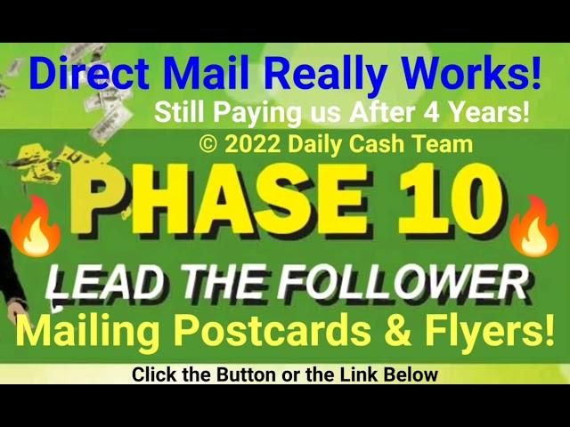 Make Money Phase 10 Postcards Get Paid Daily Cash Mailing FLYERS Simple Direct Mail Order Business