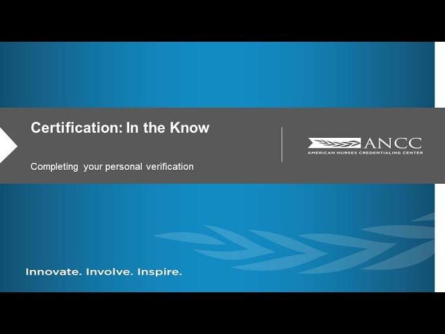 ANCC: Completing your personal verification