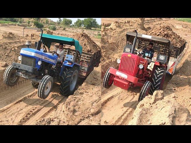 Sonalika 750 vs Mahindra 575 Di tractor special edition full loaded trolley video | Raju ki Masti