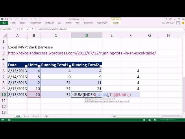 Excel Magic Trick 1041: Expandable Range In An Excel Table For Running Total (Zack Barresse's Trick)