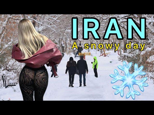 IRAN  The Life of the people of Tehran on a snowy day ️ Walking Tour ایران