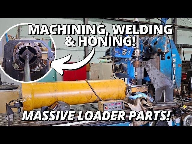 Heavy Equipment Repair on HUGE Cat 992K Loader Cylinders! | Machining, Welding, Honing