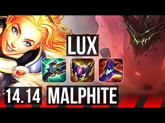 LUX vs MALPHITE (TOP) | 10k comeback, 14/1/9, 46k DMG, 6 solo kills, Legendary | EUW Diamond | 14.14
