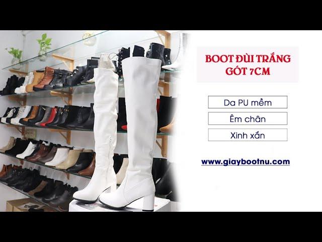 [ TP Fashion shop] Boot đùi màu trắng gót vuông đế 7cm SÀNH ĐIỆU GCC5102