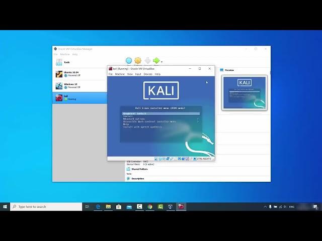 How to install Kali-linux-2022.1-installer-amd64 on virtualbox in windows 10