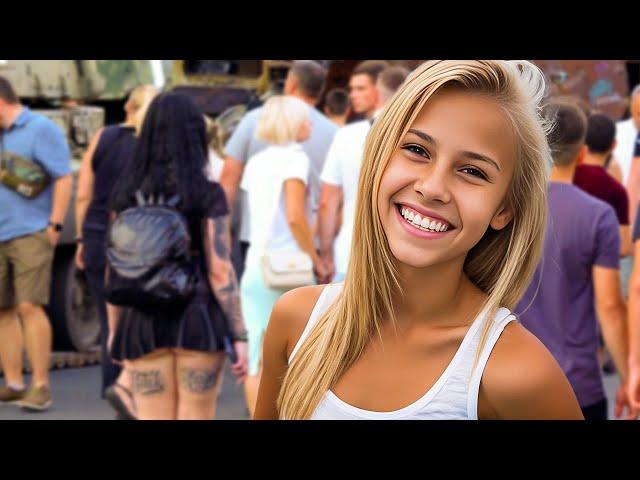 Beautiful and attractive UKRAINIAN GIRLS, Walking in Kyiv, UKRAINE. 