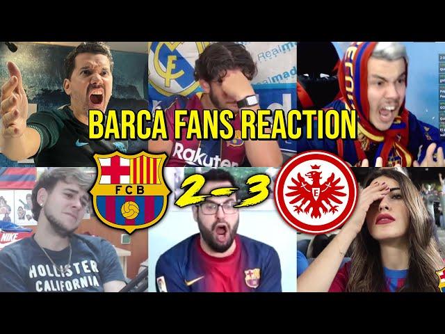 BARCA FANS REACTION TO BARCELONA 2 - 3 FRANKFURT (UEL QUARTER-FINAL - 2ND LEG) | FANS CHANNEL