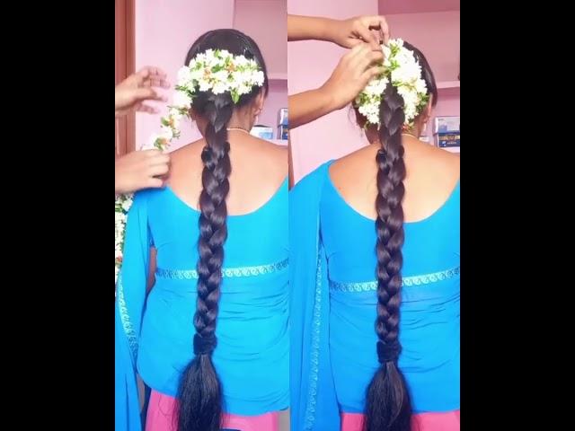 Beautiful longhair decoration with flowers#shortsvideo#short#hairstyles #nirmalahairstyles#trending