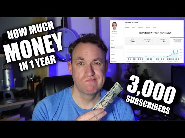 How much money does a Youtube channel with 3,000 subscribers make in one year?