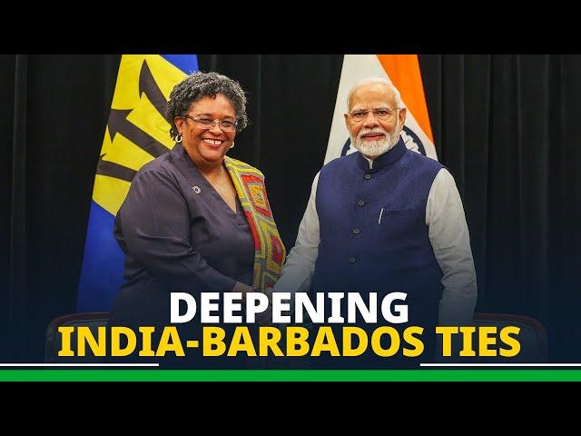 PM Modi holds bilateral meeting with PM Mia Mottley of Barbados
