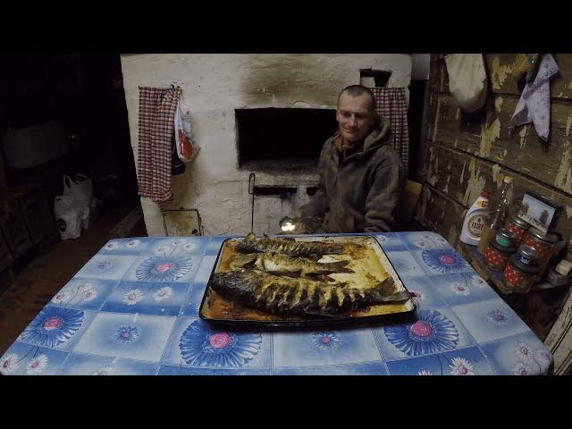 КУПИЛ ХУТОР в ЛЕСУ на краю БОЛОТА. Ч 5.Жизнь на ХУТОРЕ. Рыба в печи.