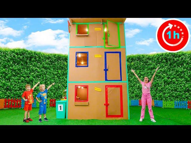 Giant Cardboard House and other funny Adventures for kids with Chris