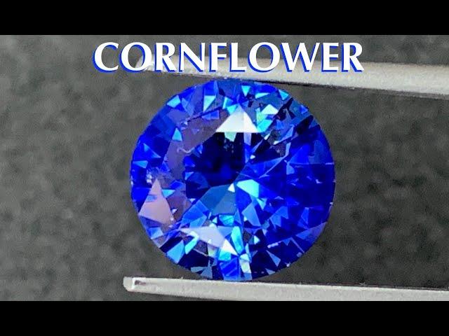 Natural Cornflower Blue Sapphire Round Diamond Cut - 9mm - by Gandhi Enterprises (Vibrant Blue)