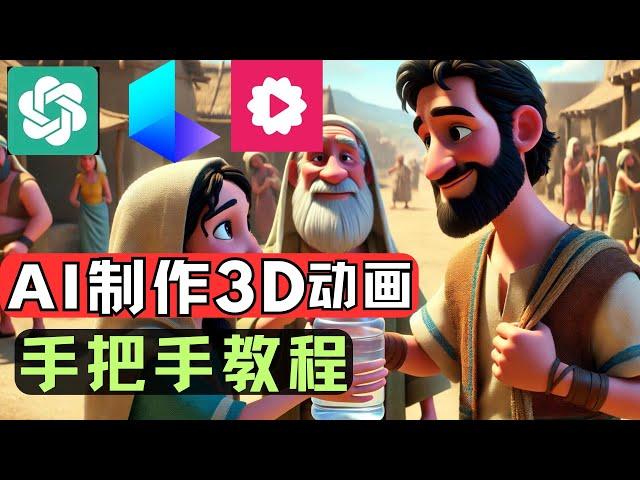 AI制作3D动画教程（第1期），全程使用AI自动生成故事脚本/文本转语音/文生图/图生视频，ai创作电影，ai赚钱2024  AI創作電影  爆款流量视频制作