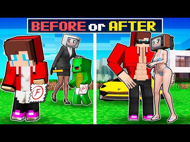 BEFORE or AFTER JJ and MIKEY - SCHOOL SAD STORY in Minecraft - Maizen