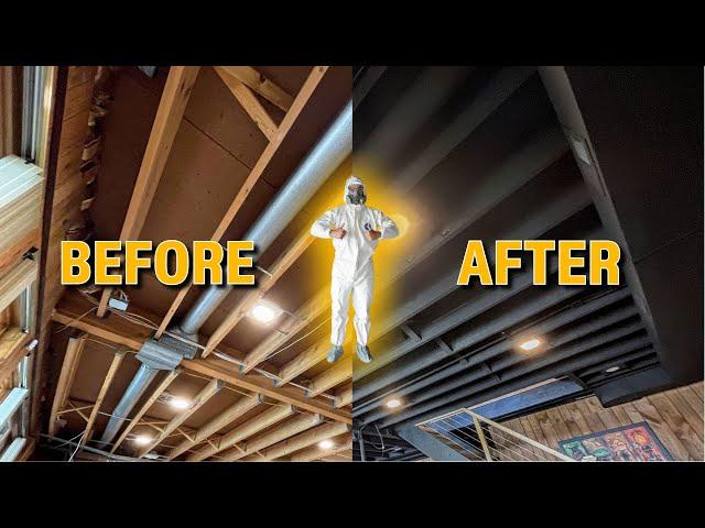 How to Paint an Exposed Ceiling | DIY Basement Renovation Part 1