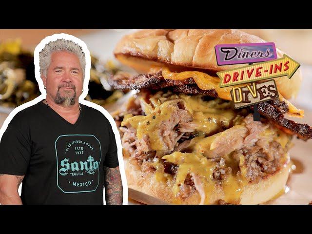 Guy Fieri Eats BBQ at Lucius Q in Cincinnati | Diners, Drive-Ins and Dives | Food Network