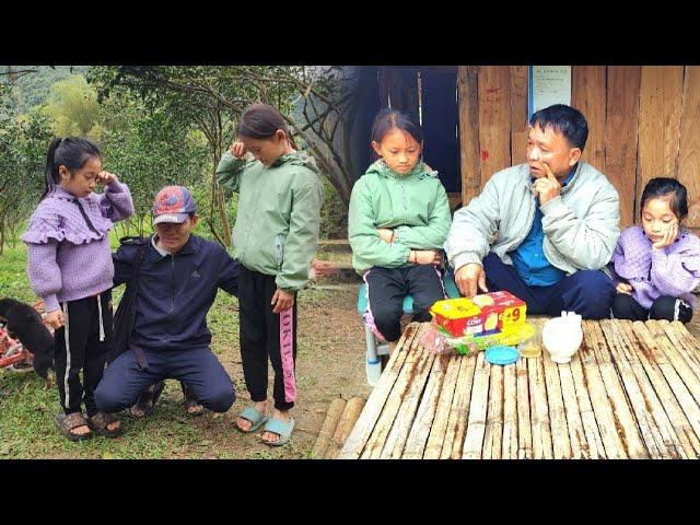 Father helplessly searches for home to visit his two children - picking vegetables - jumping rope...