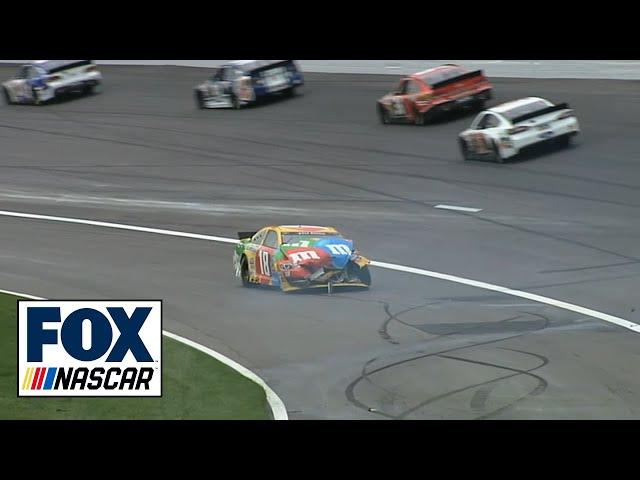 Kyle Busch and Joey Logano Crash NASCAR at Kansas 2013