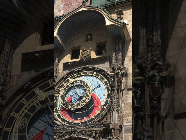 Prague astronomical clock. People gather and wait to see this..not much to see folks.. #prague