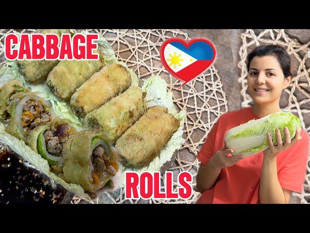 CABBAGE ROLLS in Filipino Style/Ground BEEF and PORK/According to the recipe of the Filipino chef