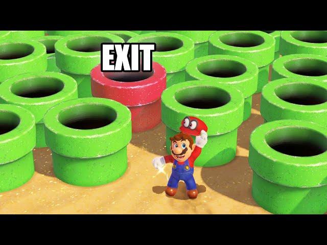 100 Mystery Pipes But Only One Lets MARIO Escape (Super Mario Odyssey 100 Pipe Challenge)