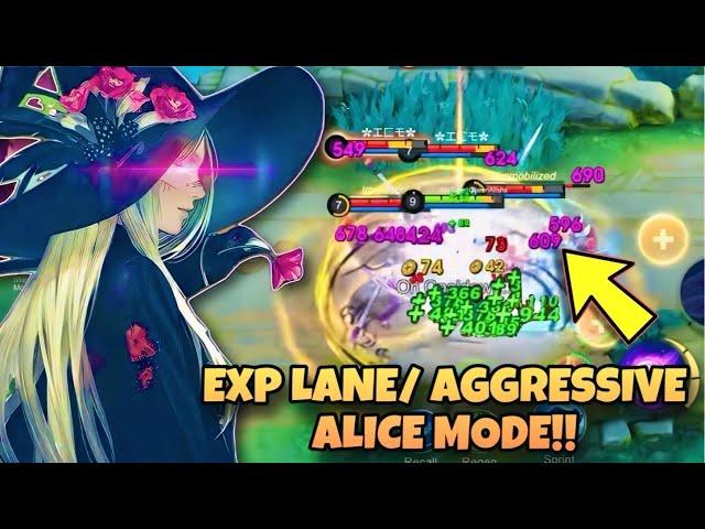 AGGRESSIVE PLAY WITH NEW META ALICE IN RANK GAME|EXP LANE ALICE VS. SUN |MLBB