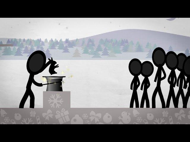 Animated Christmas Card Template - Stickman Magical Holiday