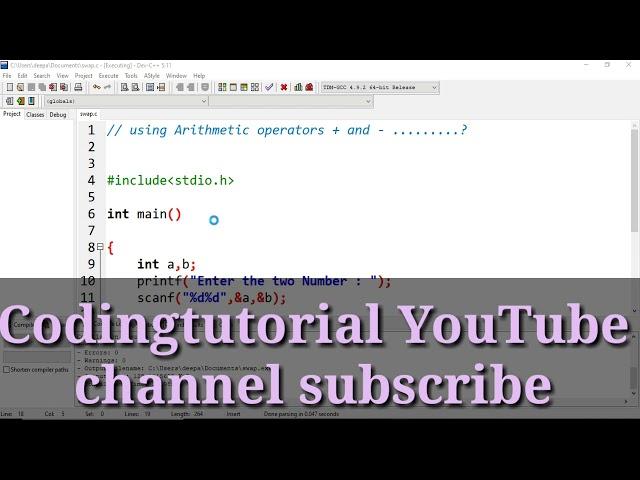 Program to Swap Two Numbers Without Using Third Variable Using Arithmetic operators and Bit-wise