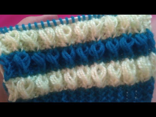 Two colours knitting design for baby sweater / cap / ladies cardigan / skaf |