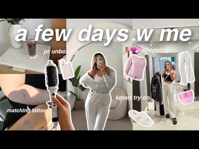 spend a few days with me  kmart shopping & try on, new tattoo, pr unboxings, new routine