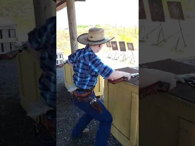 Lever Action Kid using shotgun skills learned from @DeadEyeCowboyActionShooting videos!