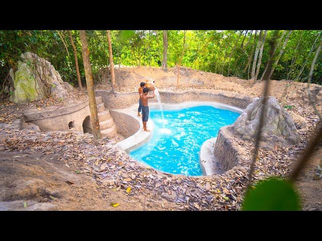 Building The Most Amazing Underground House Around Swimming Pool by Ancient Skills