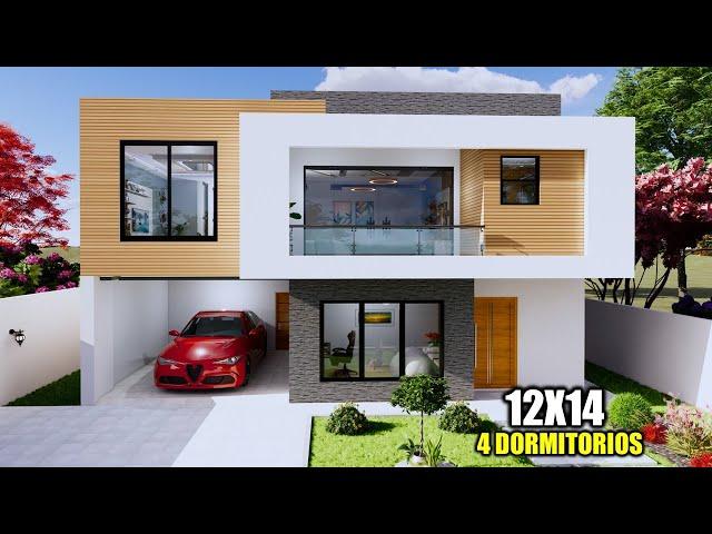 MODERN HOUSE 12X14 CUATRO HABITACIONES Y OFICINA (concepto diferente by RVL CASAS)