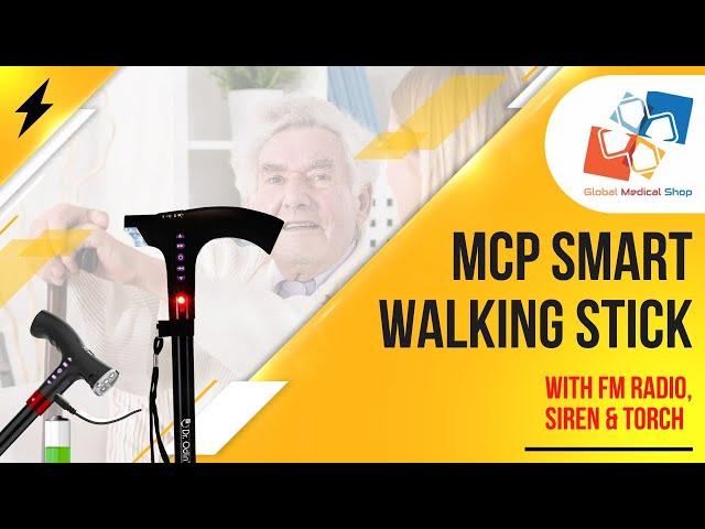 MCP Jindal Smart Walking Stick With Fm Radio, Siren & Torch Rechargeable Old man stick