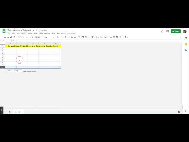 Delete Unused Cells and Columns in Google Sheets