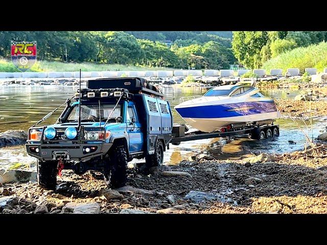 TOYOTA LC70 (BRX01) | 1/10 RC Car Off-road | RC Boat & Trailer | TFL Princess & BigDog Boat Trailer