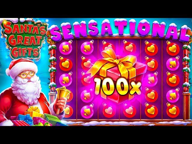 SANTAS GREAT GIFTS SPIN IN BONUS... CRAZY 100X MULTI WIN!! (Bonus Buys)