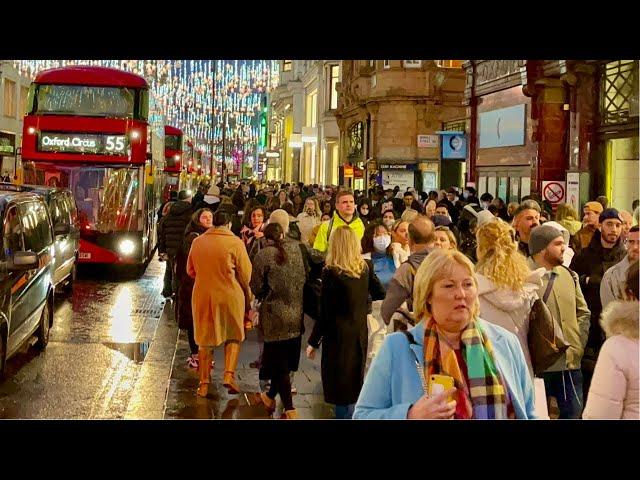 Wet Windy Black Friday In London | Walking Super Busy Central London | London Rain Walk 2021- HDR 4k