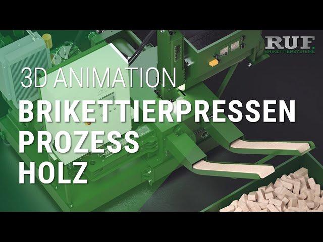 Brikettpresse von RUF - Holzspäne pressen | 3D Animation