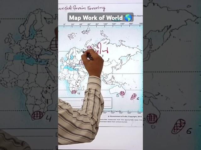 Map Work for Class 12th Geography Area of Commercial grain farming and Temperate grasslands